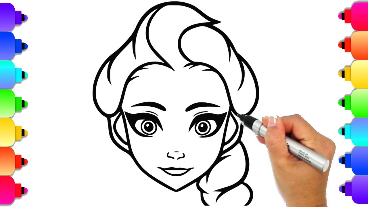 Coloring elsa frozen disney coloring book page how to draw elsa easy for kids glitter art