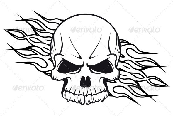 Human skull with flames skulls drawg skull colorg pages evil skull tattoo