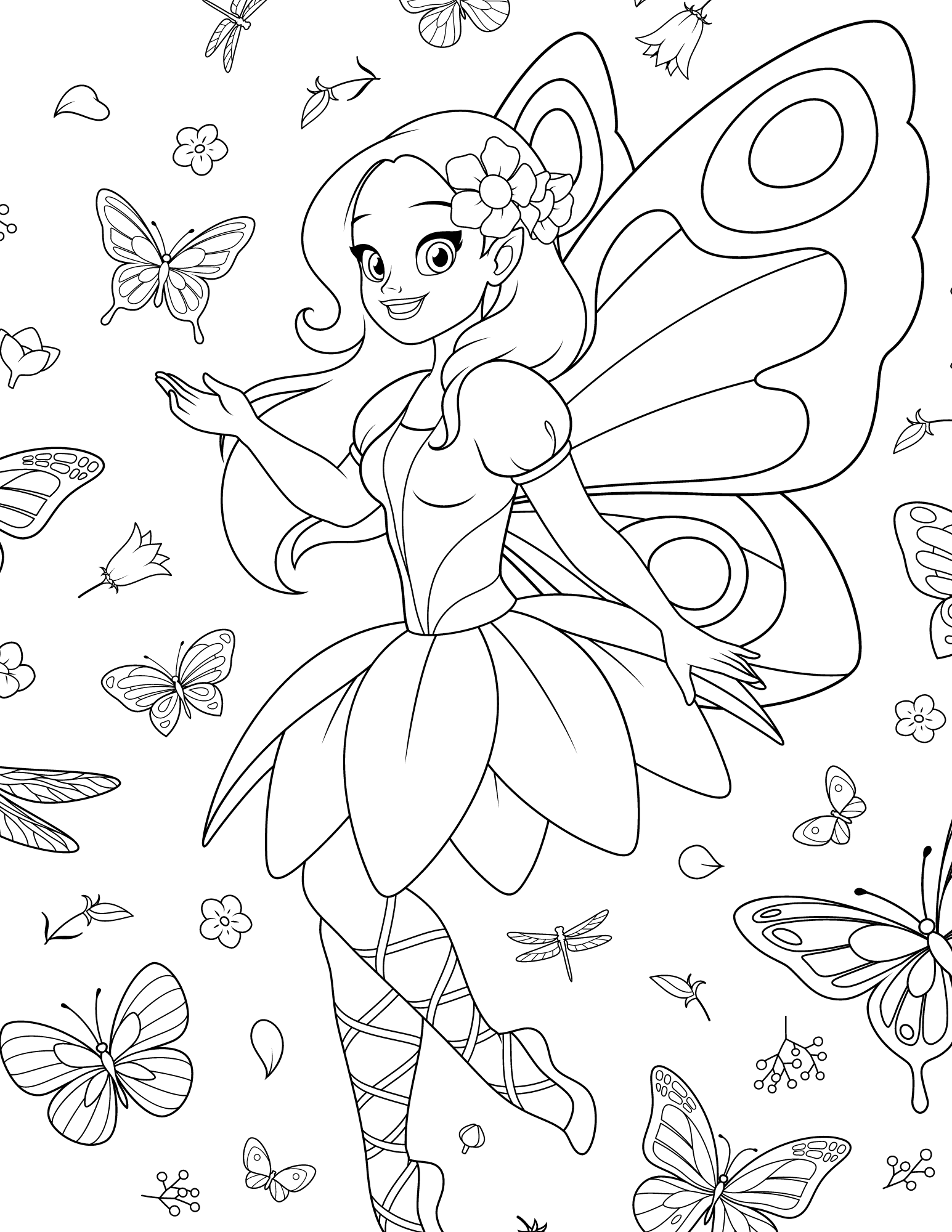 Free fairy coloring pages for kids and adults