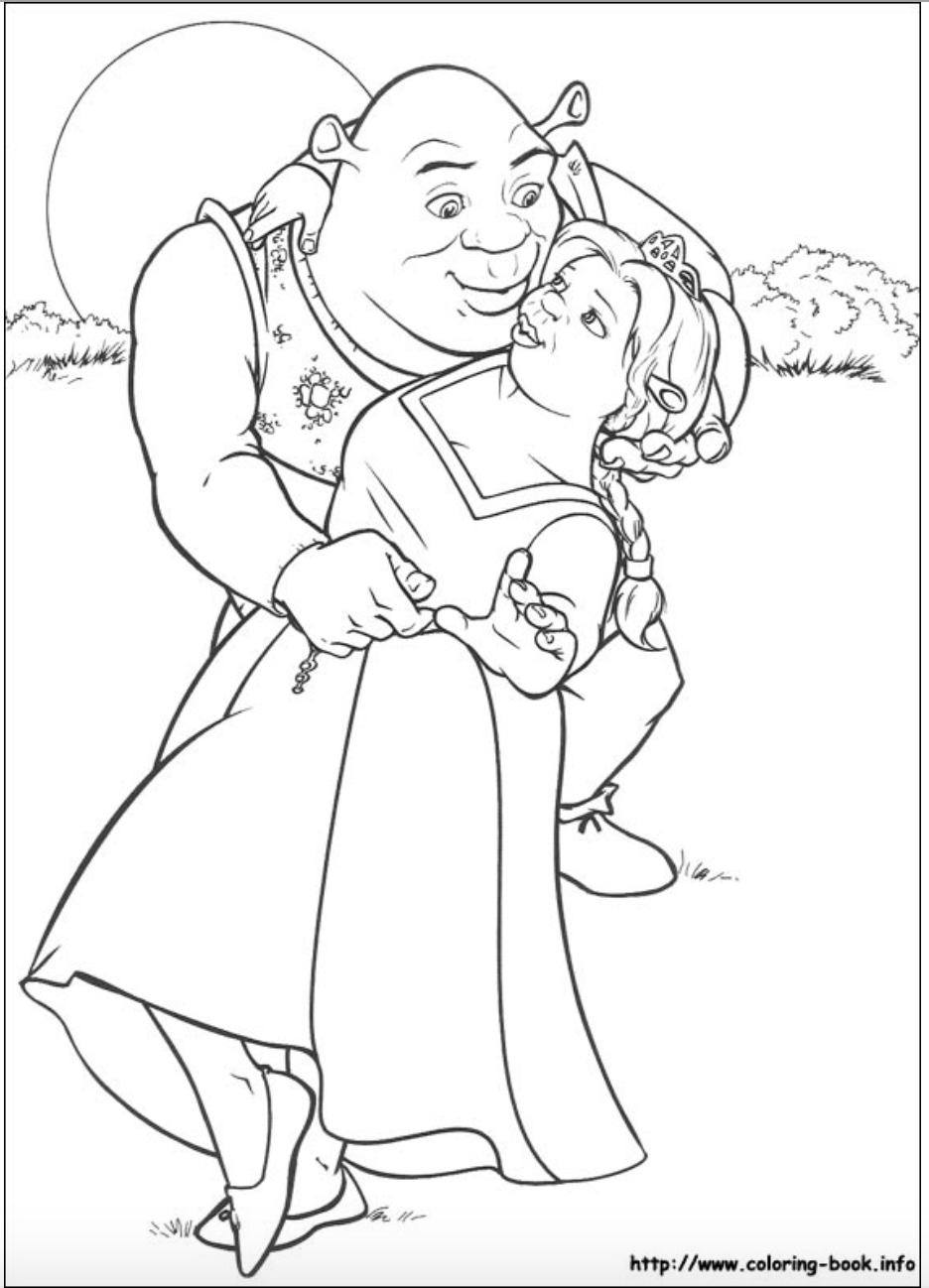 Shrek and princess fiona coloring page dibujos de animales realistas dibujo animales infantiles shrek