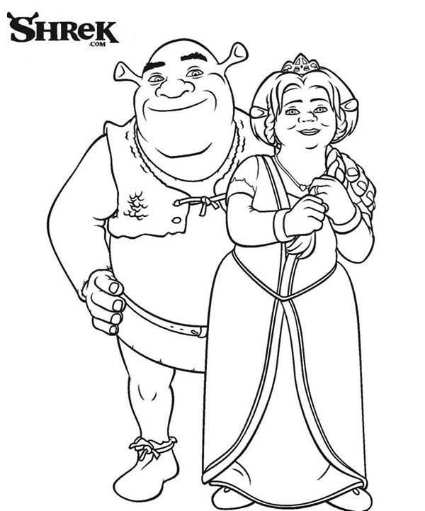 Perfect couple shrek and princess fiona coloring page cartoon coloring pages disney coloring pages shrek