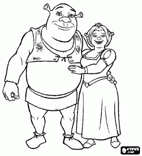 Coloring shrek and fiona cartoon coloring pages disney coloring pages coloring pages