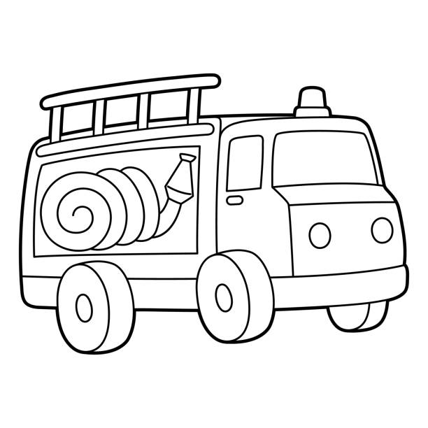 Firetruck coloring book stock illustrations royalty