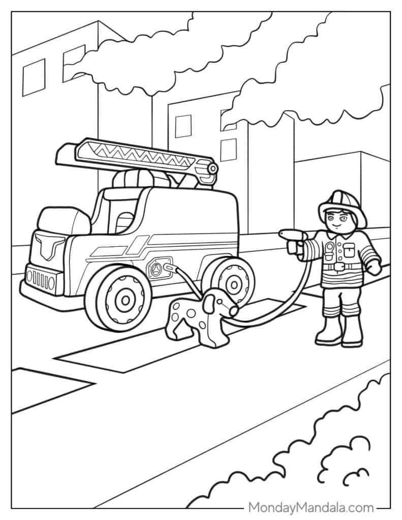 Firefighter coloring pages free pdf printables