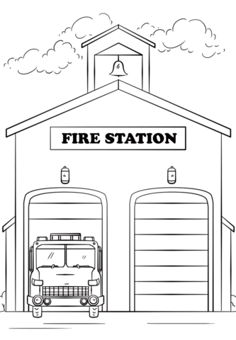 Fire station coloring page free printable coloring pages