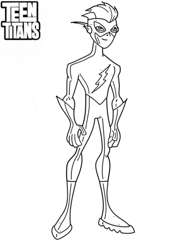 Teen titans kid flash coloring page free printable coloring pages