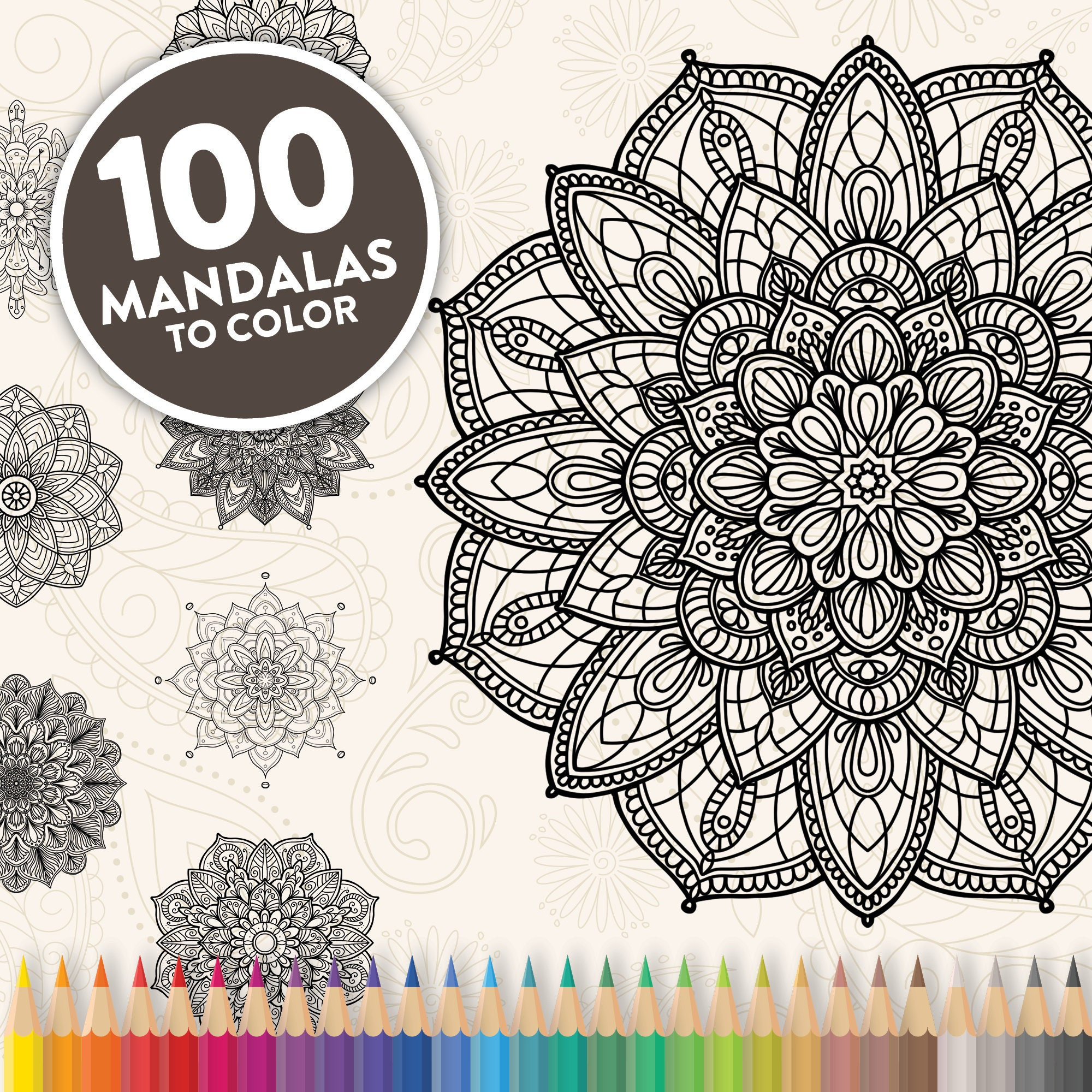 Printable mandala adult coloring pages floral mandala easy coloring book mandalas