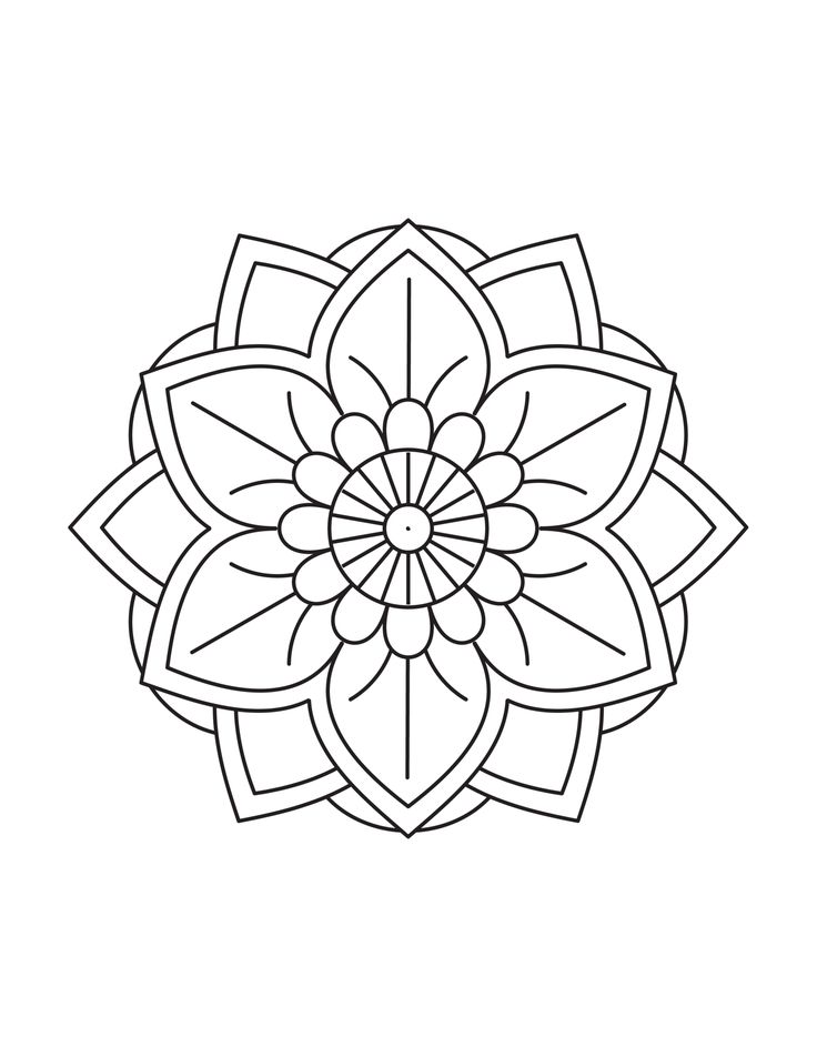 Easy mandala coloring pages with flower patterns simple mandala mandala coloring easy mandala drawing