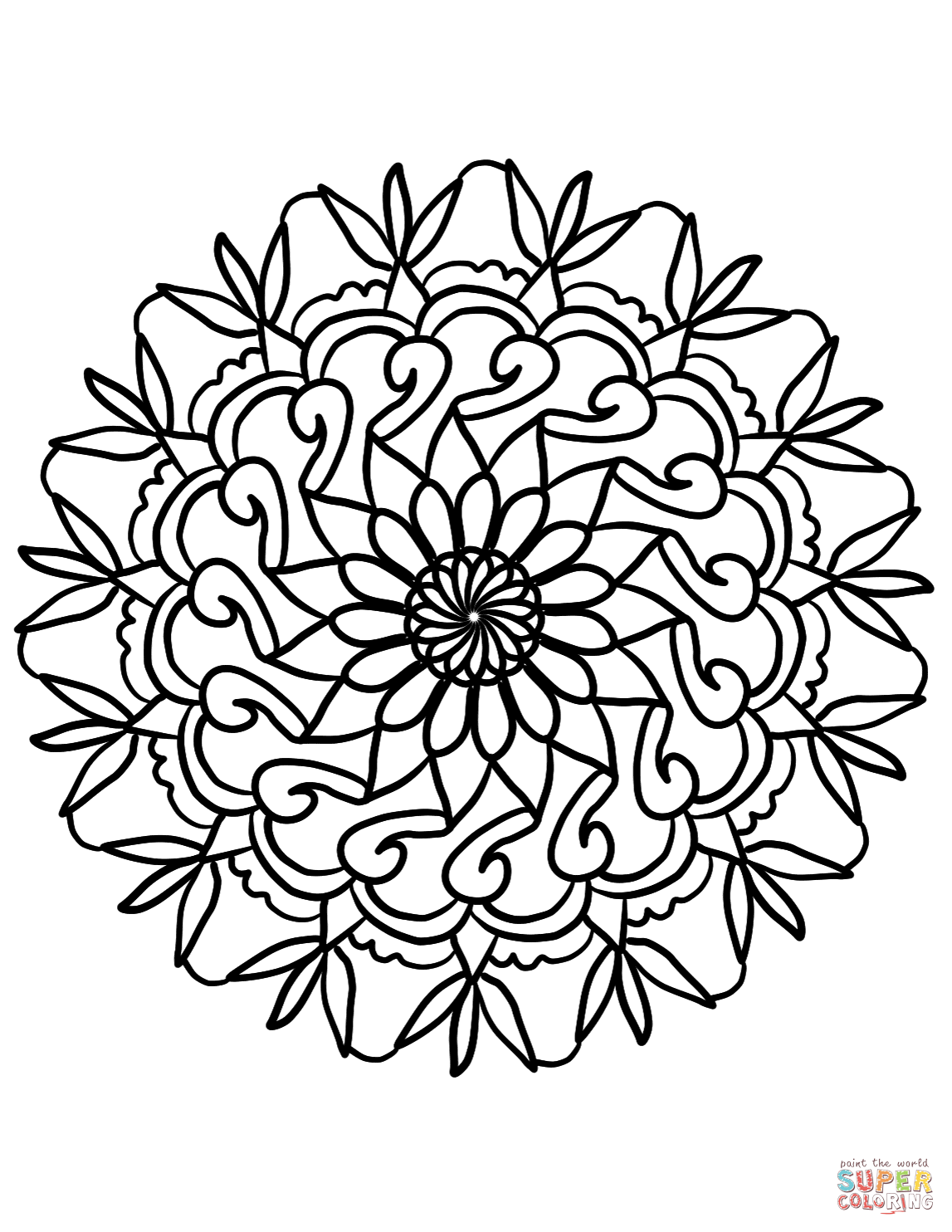 Simple flower mandala coloring page free printable coloring pages