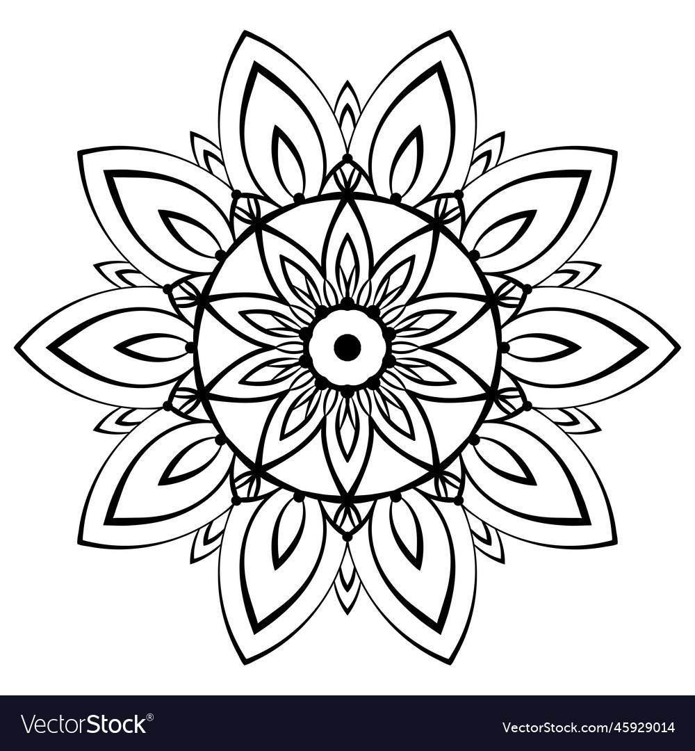 Flower mandala coloring page simple symmetric vector image