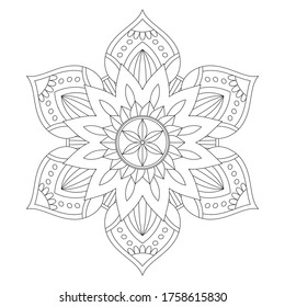 Easy flowers mandalas adult coloring page stock vector royalty free