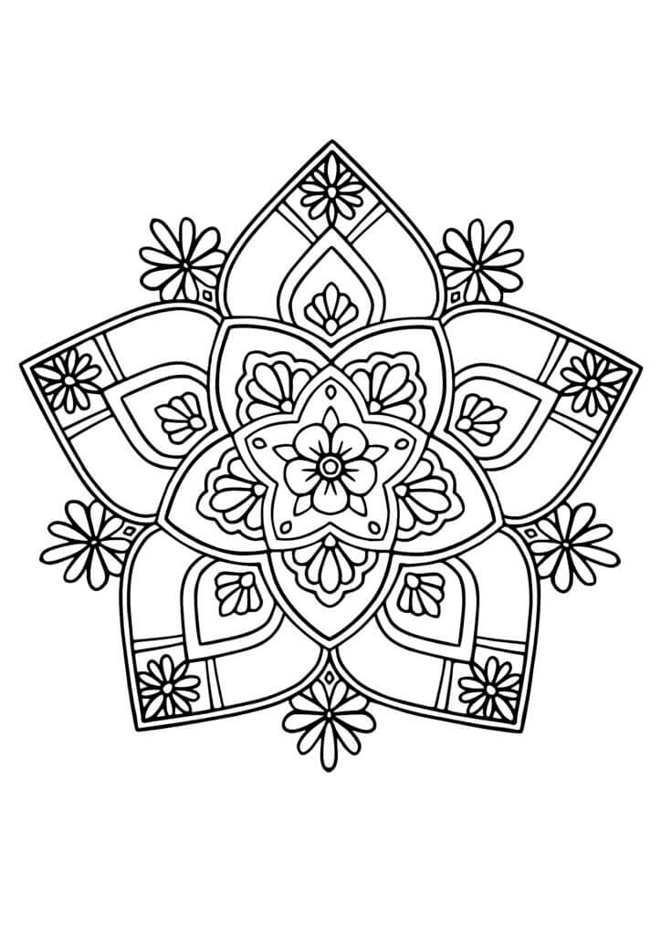 Great flower mandala coloring page