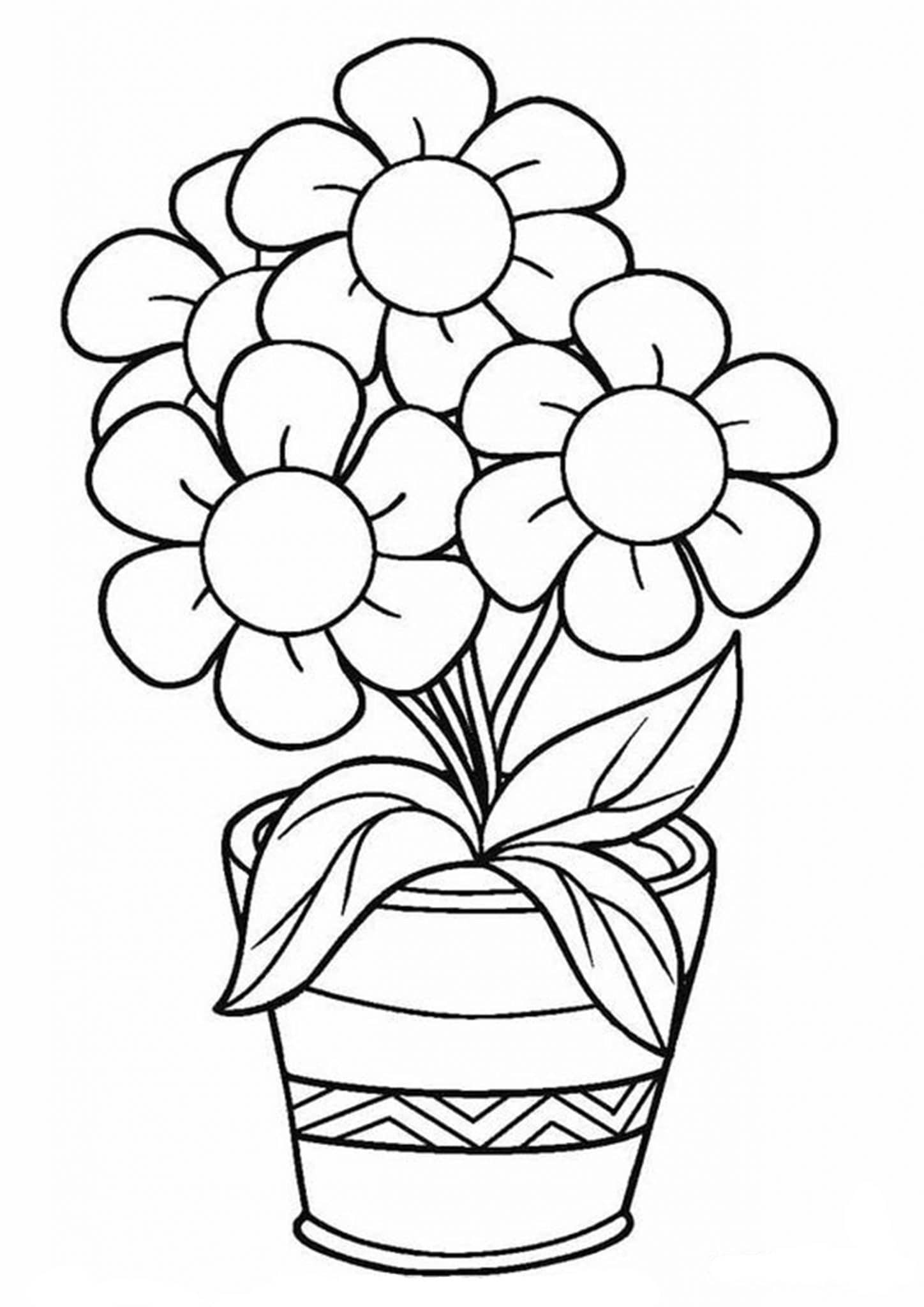Free easy to print flower coloring pages