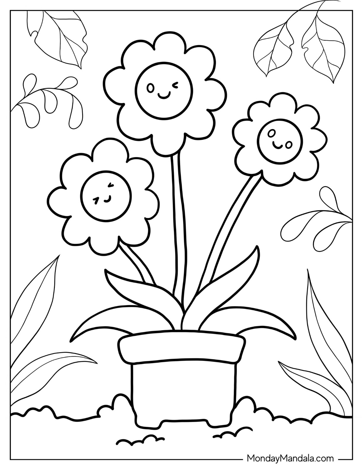 Flower coloring pages free pdf printables