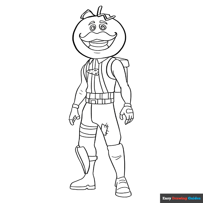 Tomato head from fortnite coloring page easy drawing guides