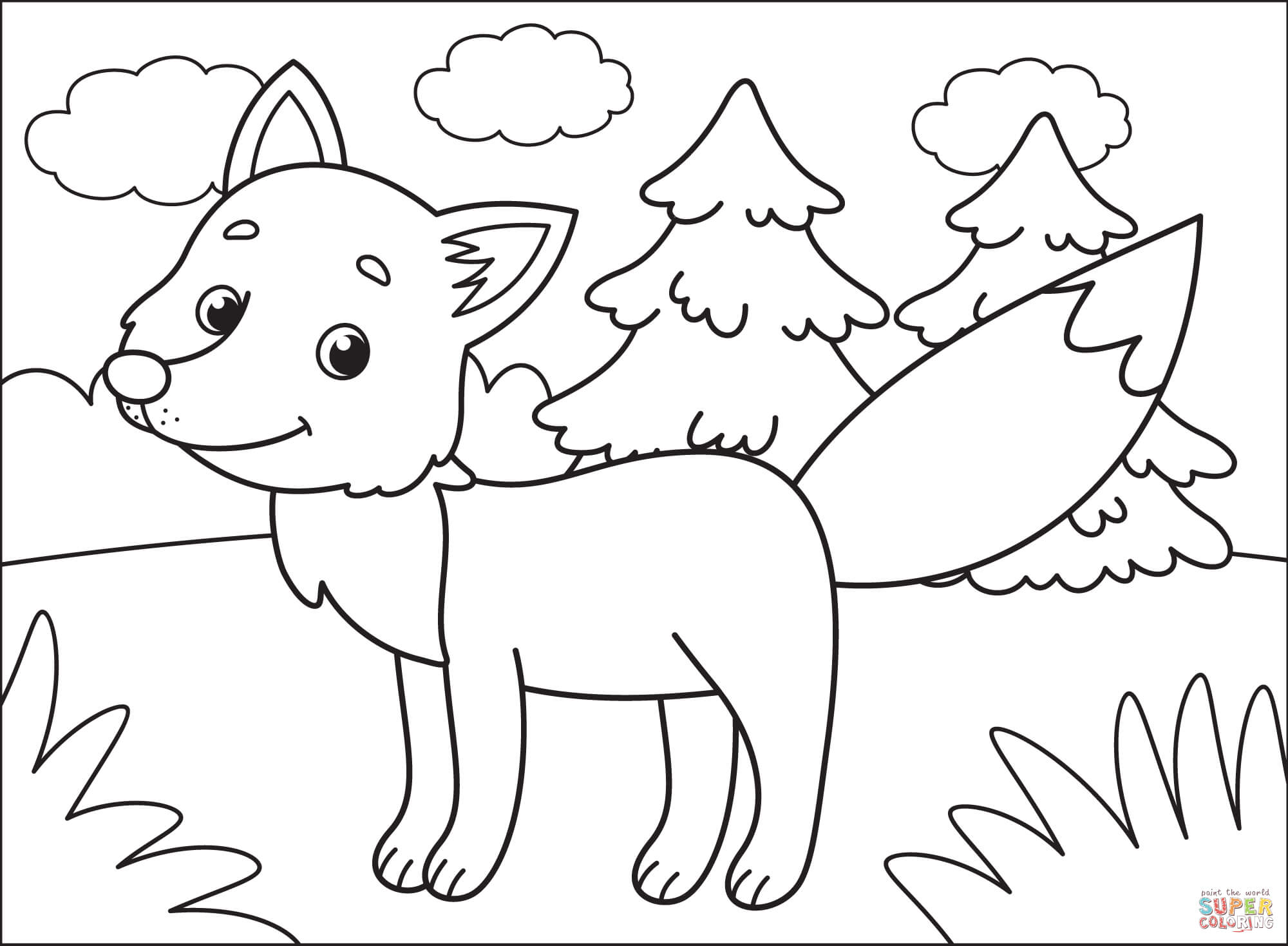 Fox coloring page free printable coloring pages