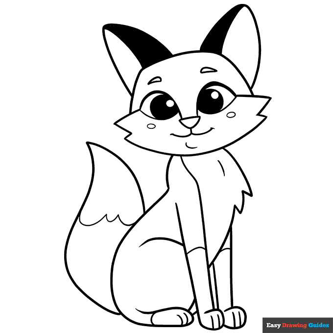 Fox coloring page easy drawing guides