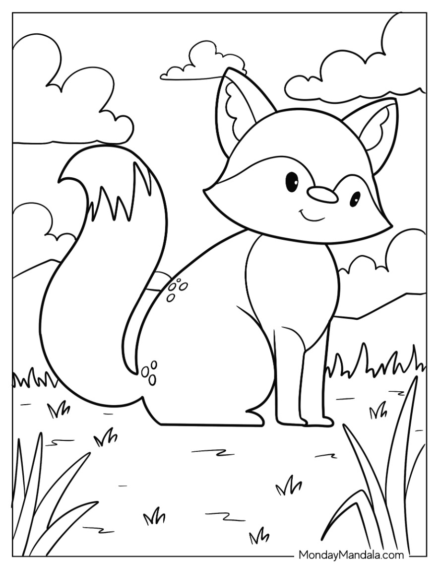 Fox coloring pages free pdf printables