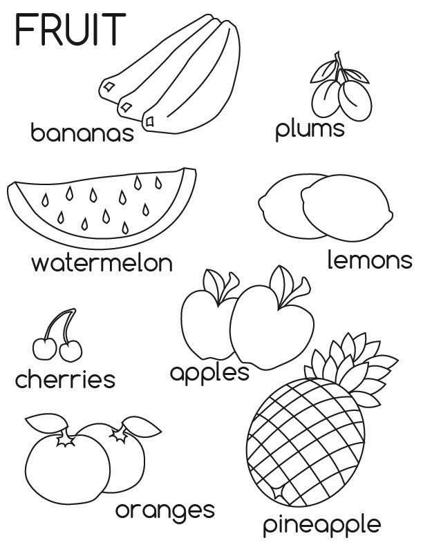 Free printable fruit coloring pages for kids