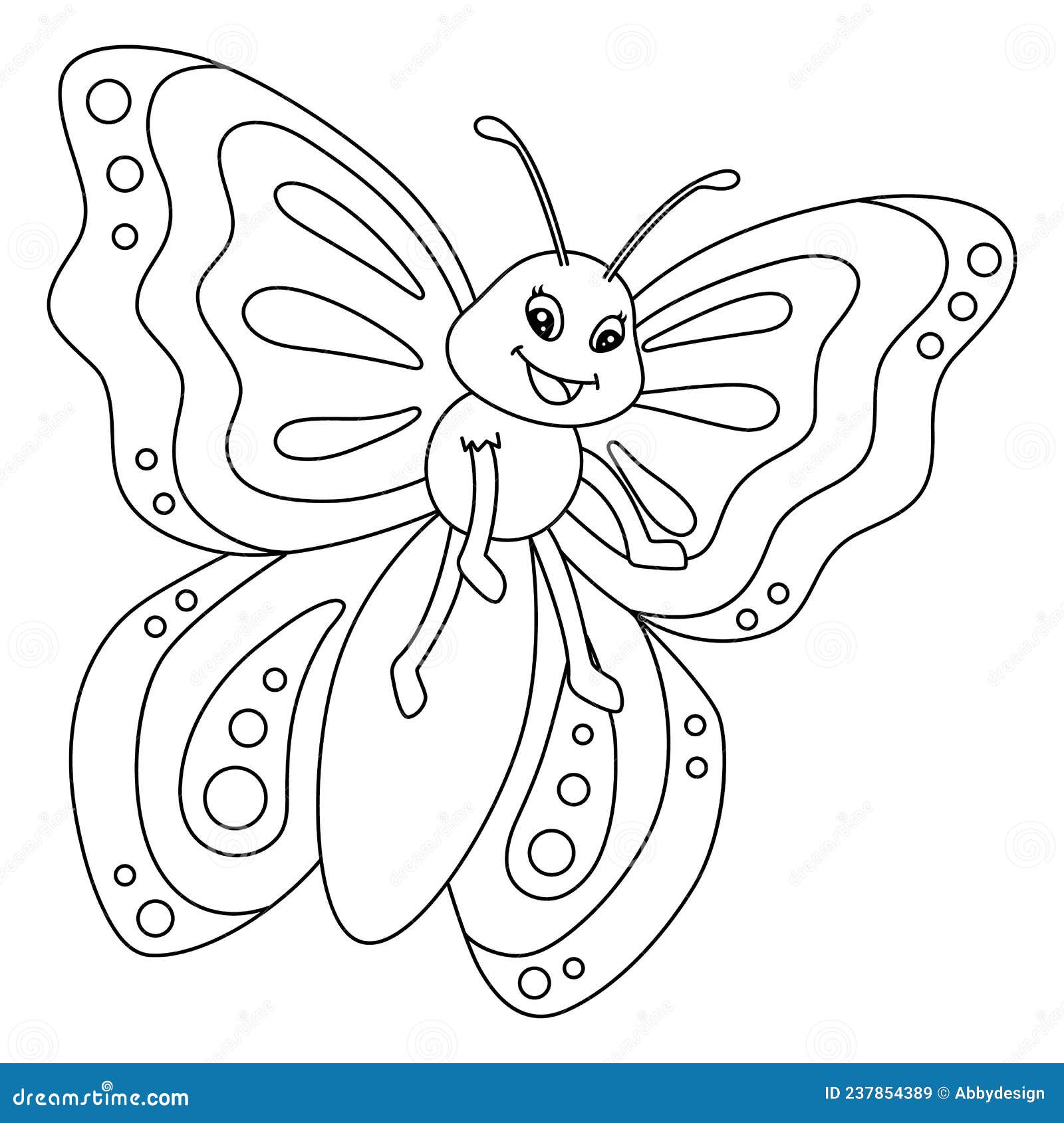 Butterfly coloring page isolated for kids stock vector