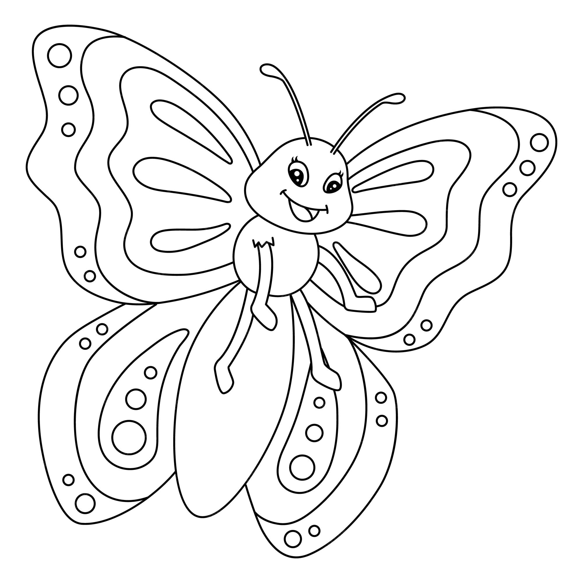 Premium vector a cute and funny coloring page of a butterfly provides hours of coloring fun for children to color this page is very easy suitable for little kids and toddlers