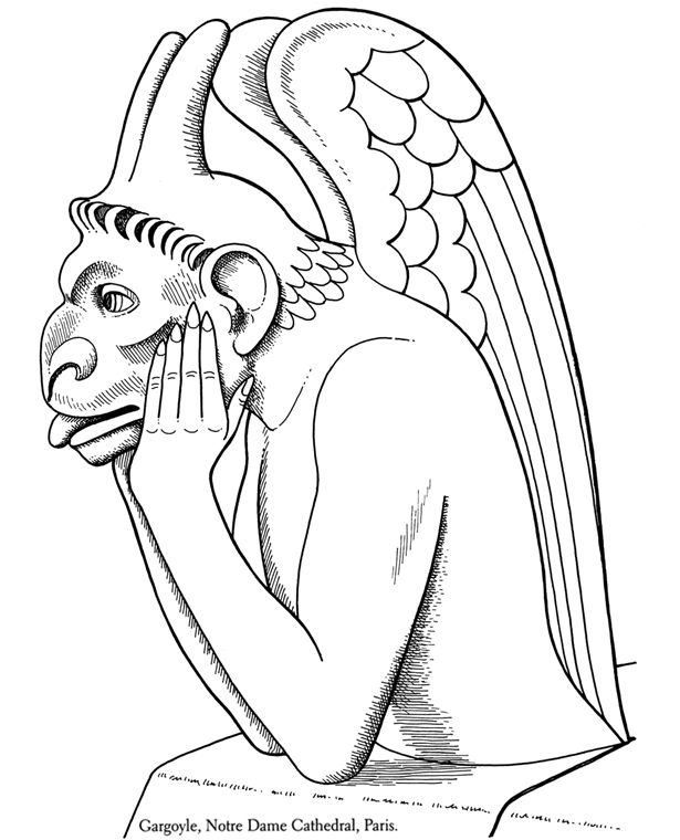 Wele to dover publications gargoyles gargoyle drawing monster coloring pages