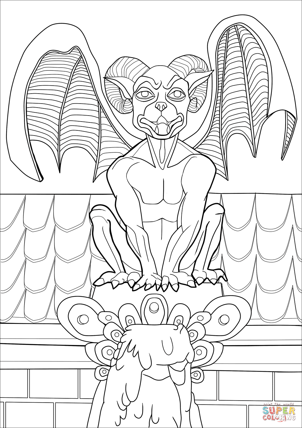 Gargoyle coloring page free printable coloring pages