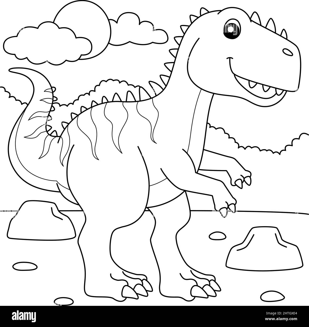 Giganotosaurus coloring page for kids stock vector image art