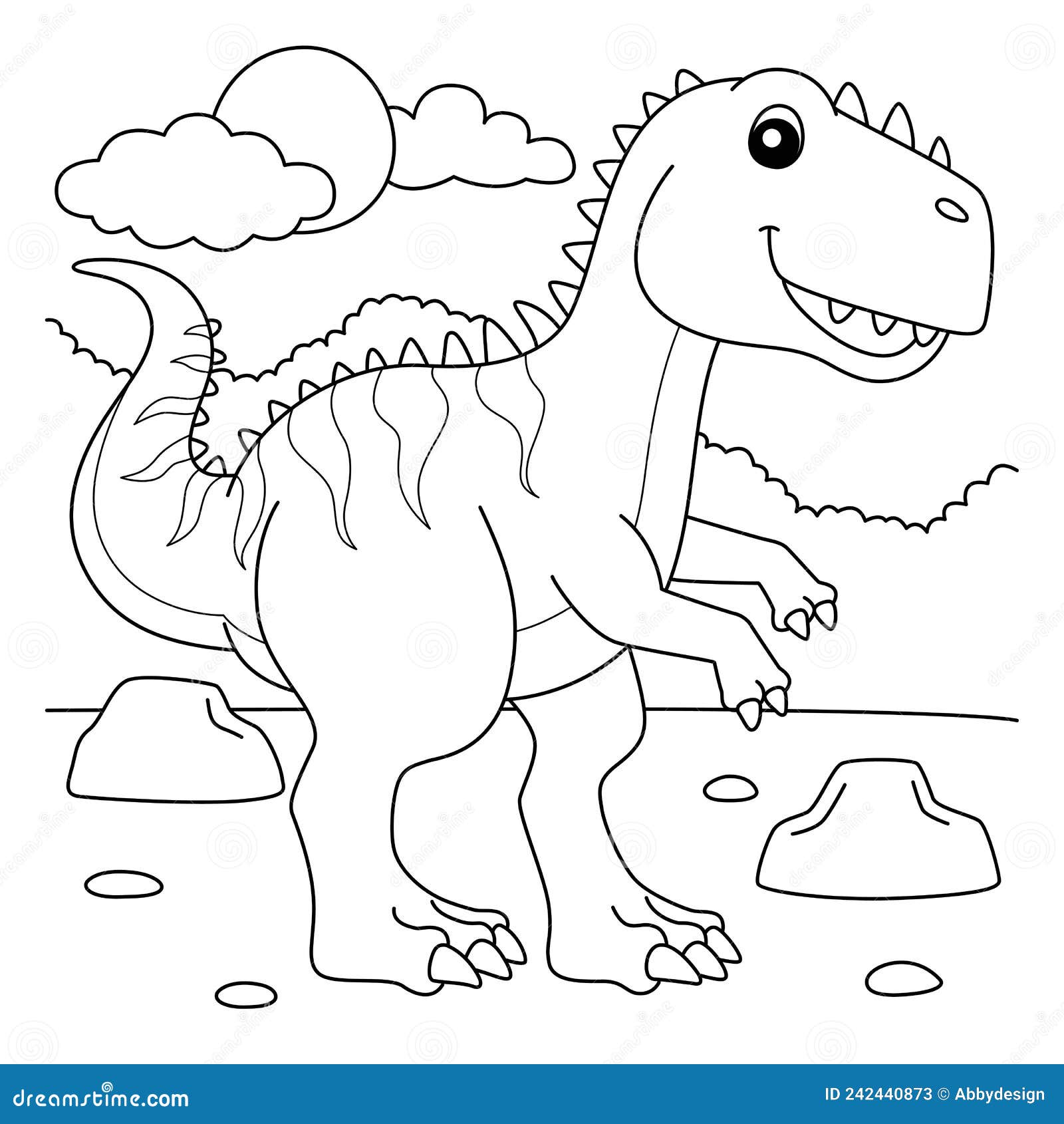 Giganotosaurus coloring page for kids stock vector