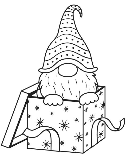 Cute christmas dwarf gnomes coloring book pages