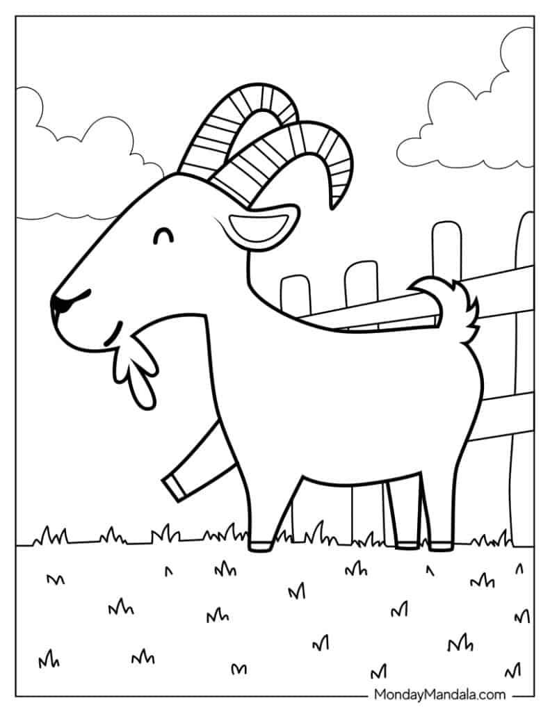 Goat coloring pages free pdf printables