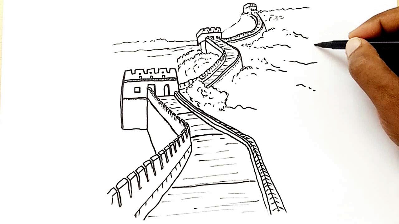 How to draw the great wall of china