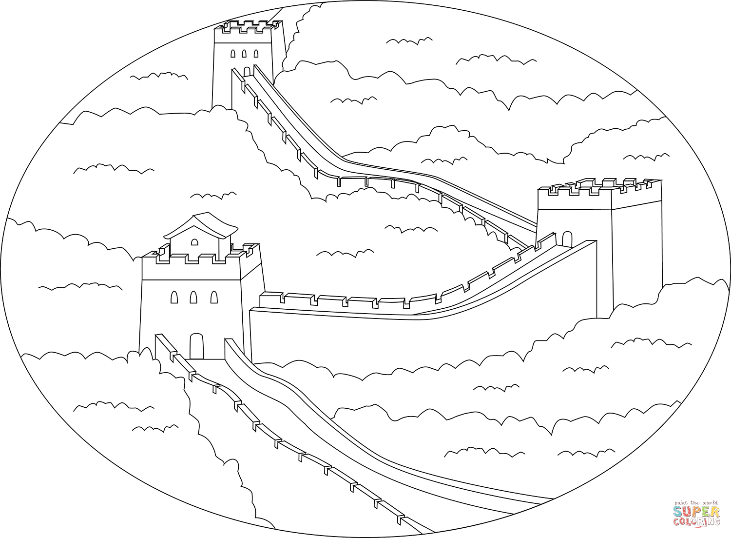 Great wall of china coloring page free printable coloring pages