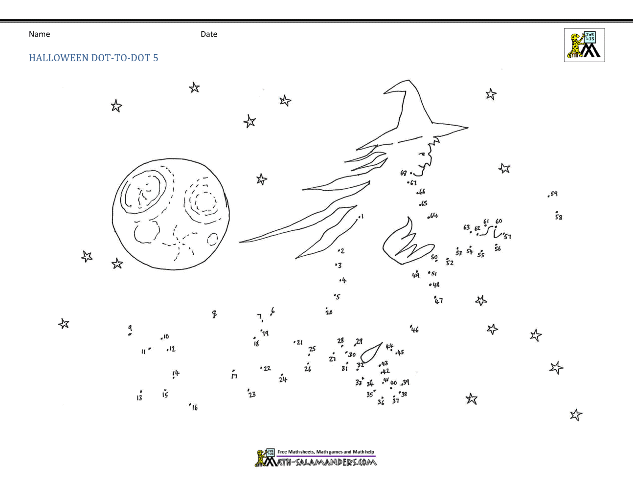 Our halloween dot to dot worksheets