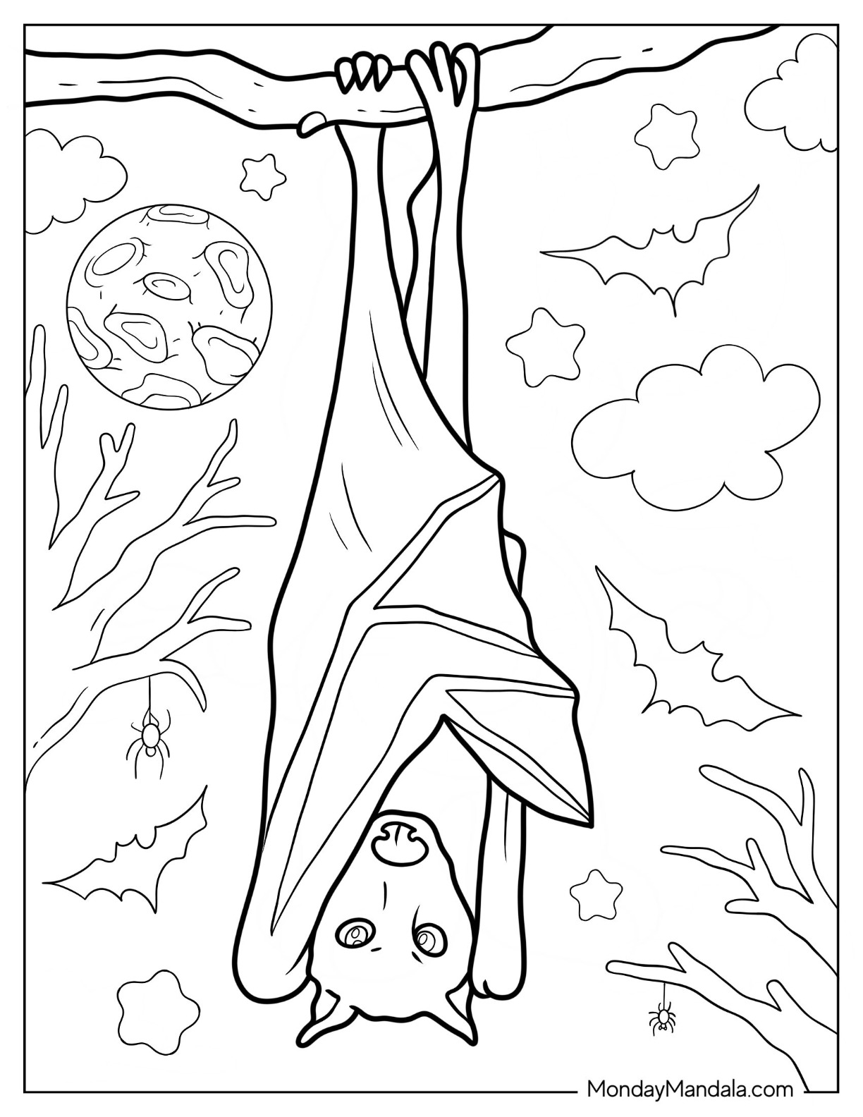 Bat coloring pages free pdf printables