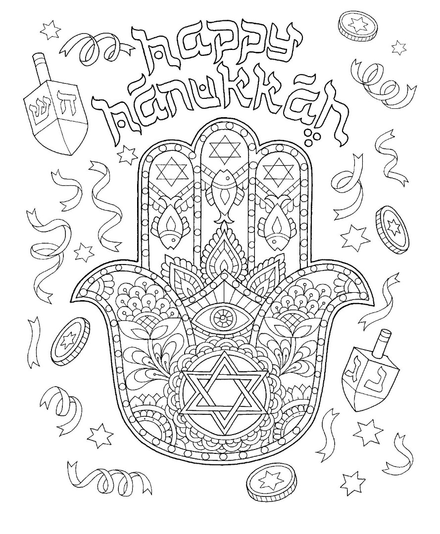 Free hanukkah coloring pages drawings