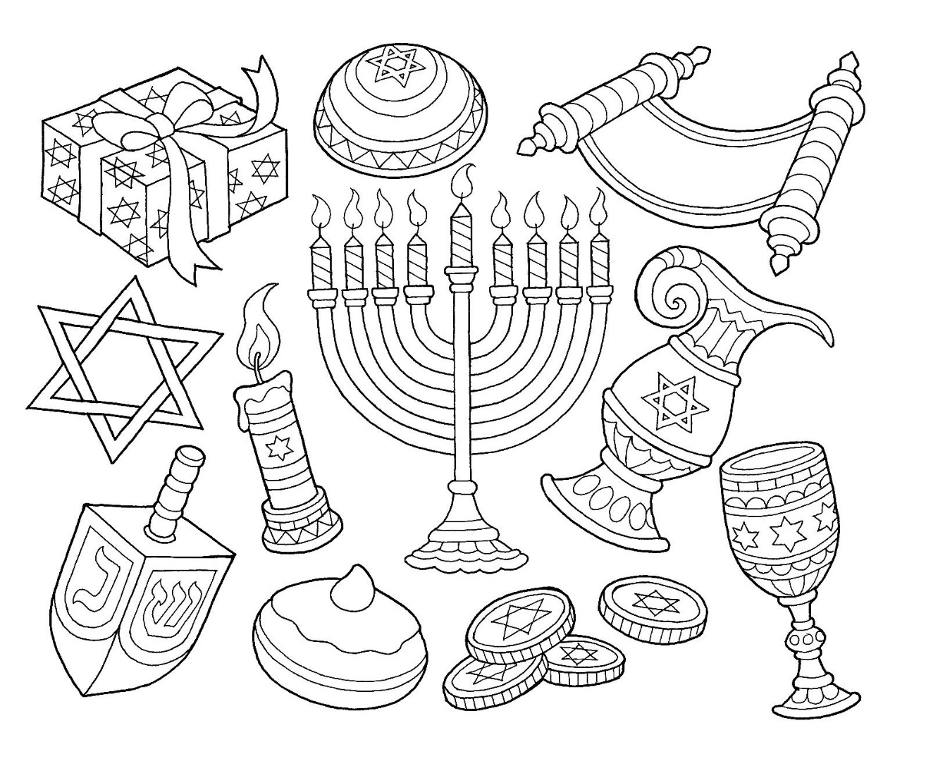 Free hanukkah coloring pages drawings