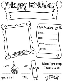 Birthdays parties free coloring pages