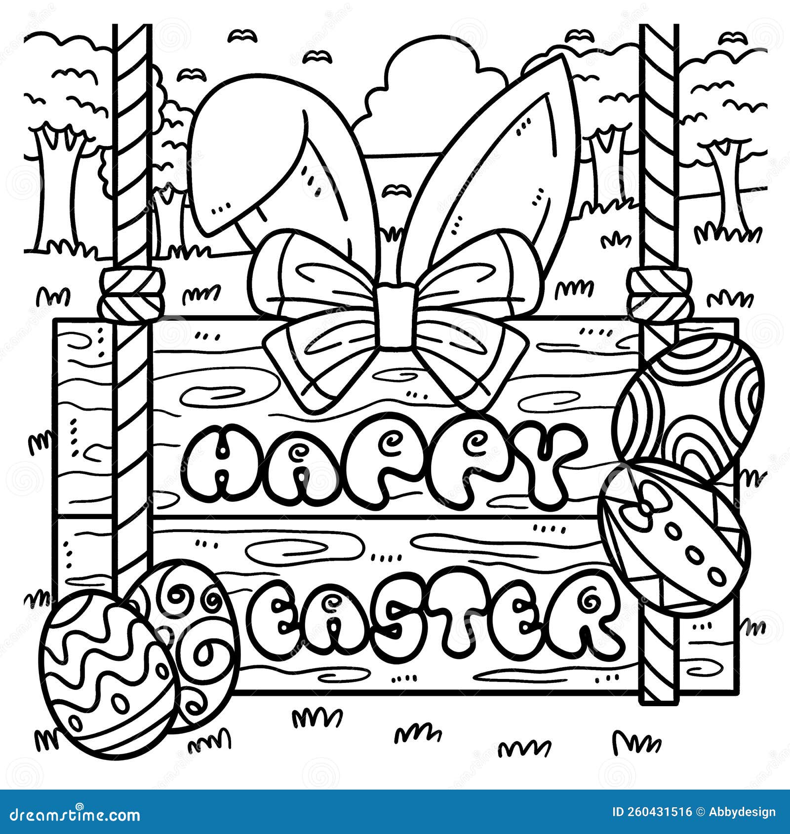 Happy easter coloring page for kids stock vector