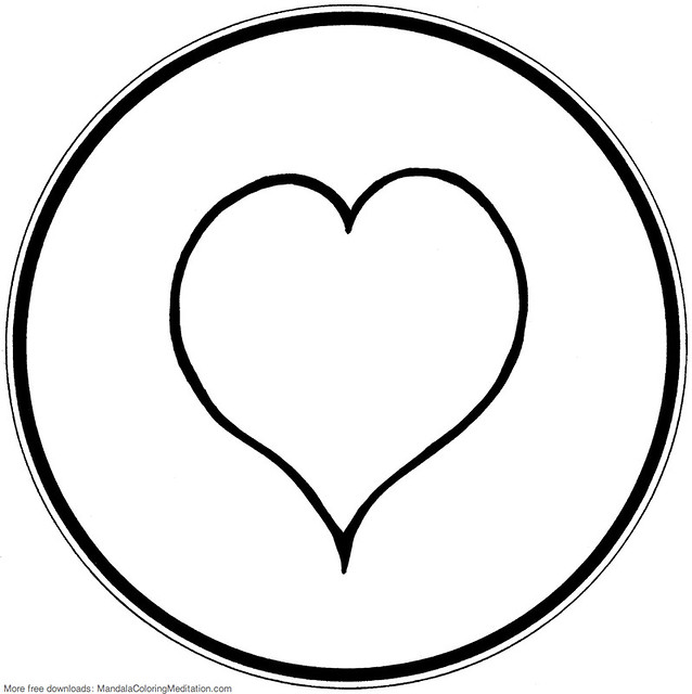 Printable children coloring page heart mandala a simpleâ