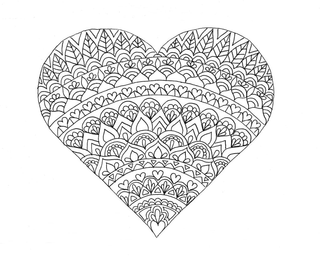 Heart coloring pages â color made happy