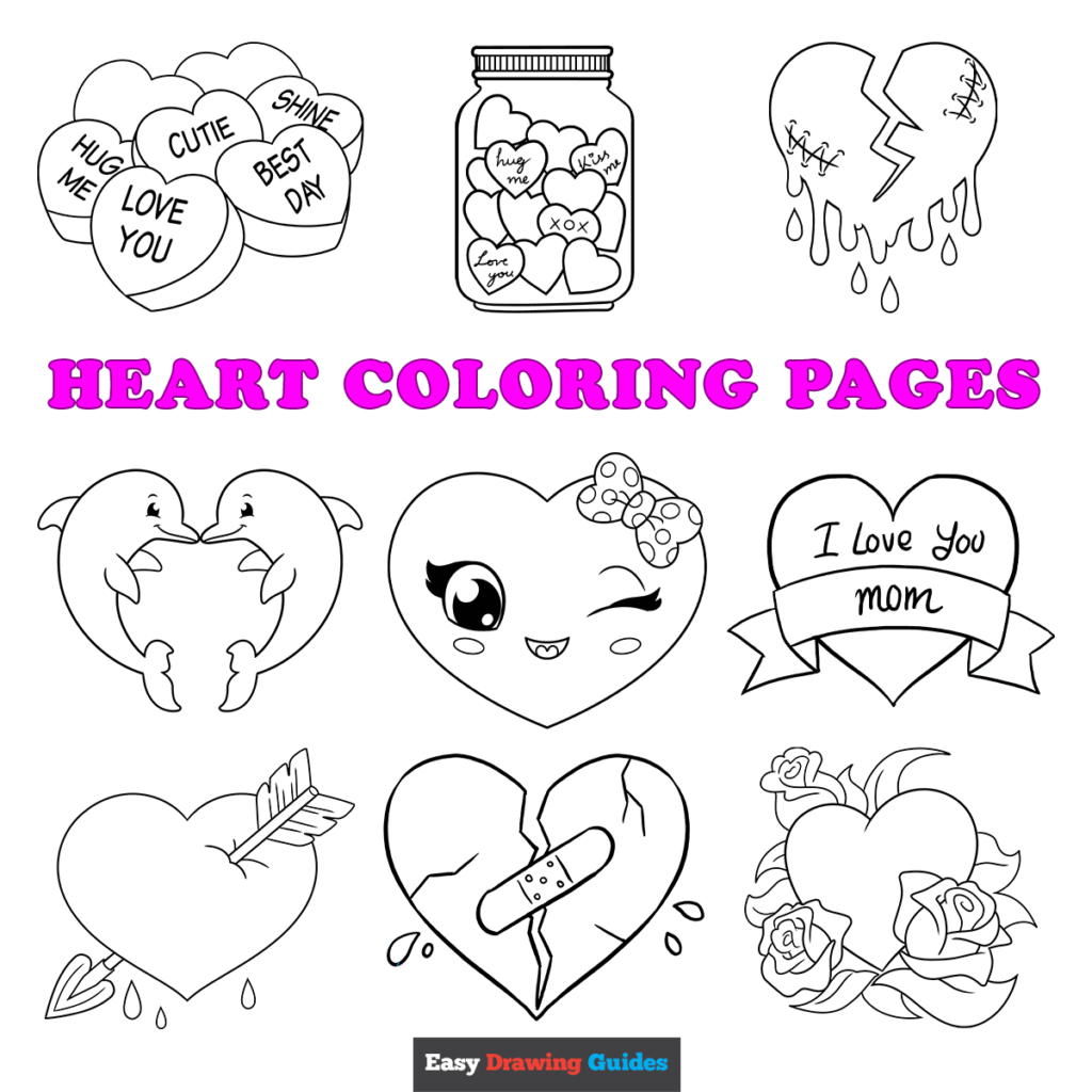 Free printable heart coloring pages for kids