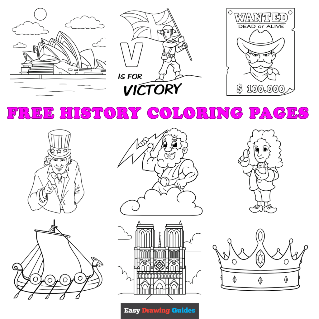 Free printable history coloring pages for kids