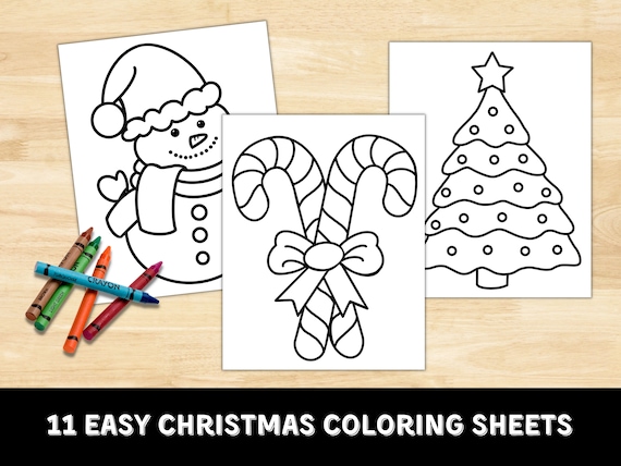 Beginner christmas coloring sheets coloring page winter holiday art instant digital download christmas digital download