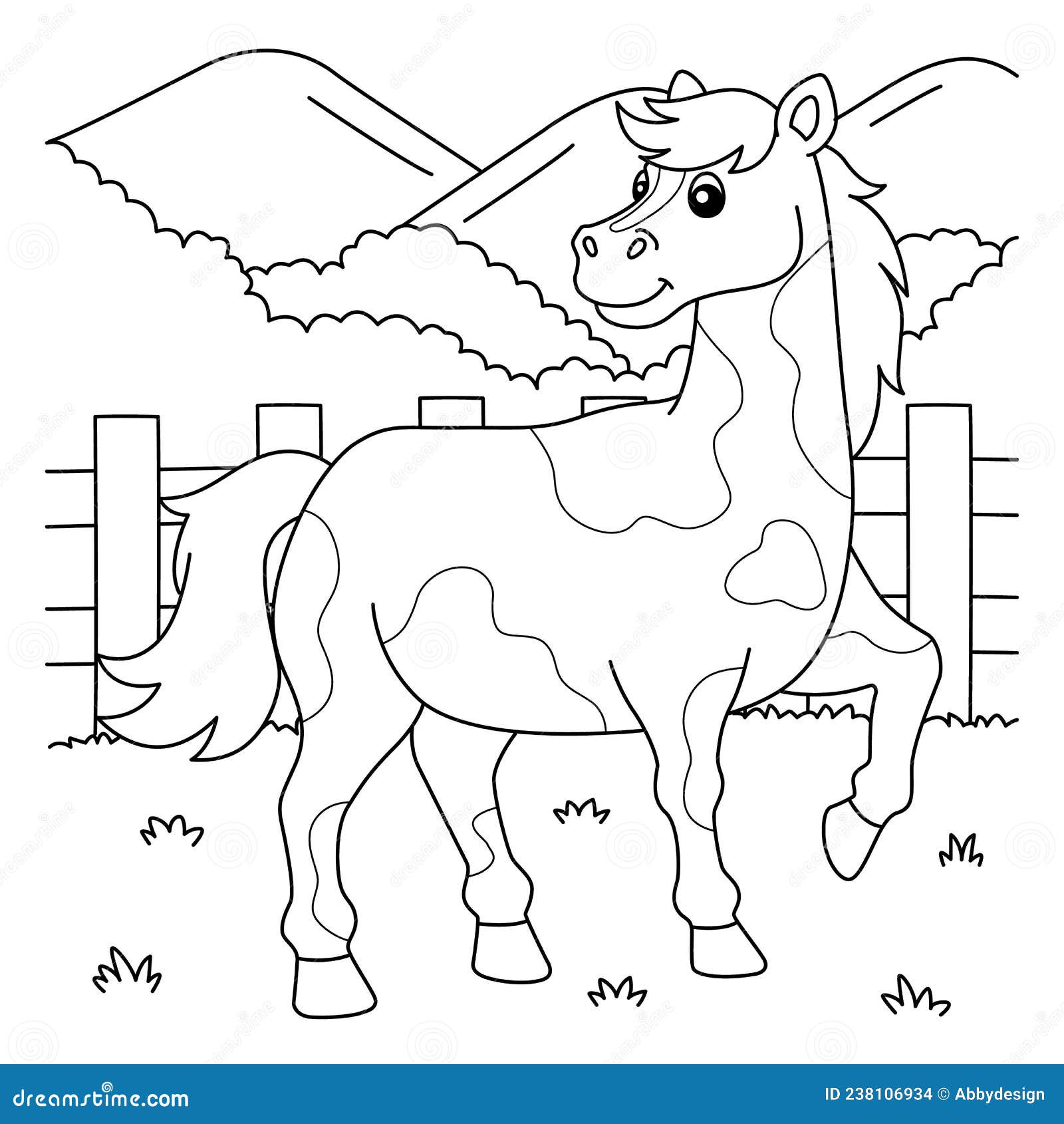 Horse coloring page for kids stock vector