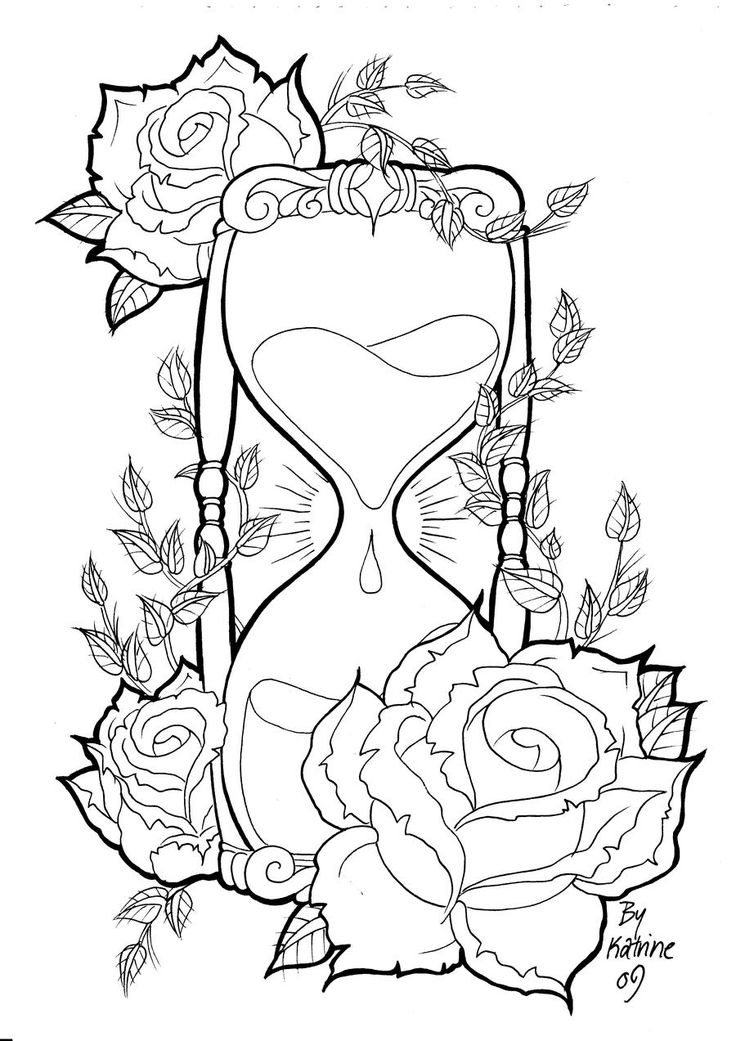 Hourglass by koyasan on deviantart skull coloring pages hourglass tattoo coloring pages