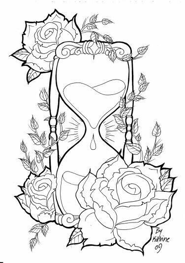 Pin by just in time on coloring skull coloring pages hourglass tattoo coloring pages