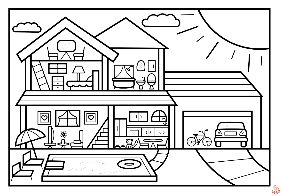 Inside house coloring pages fun and free printable sheets for kids