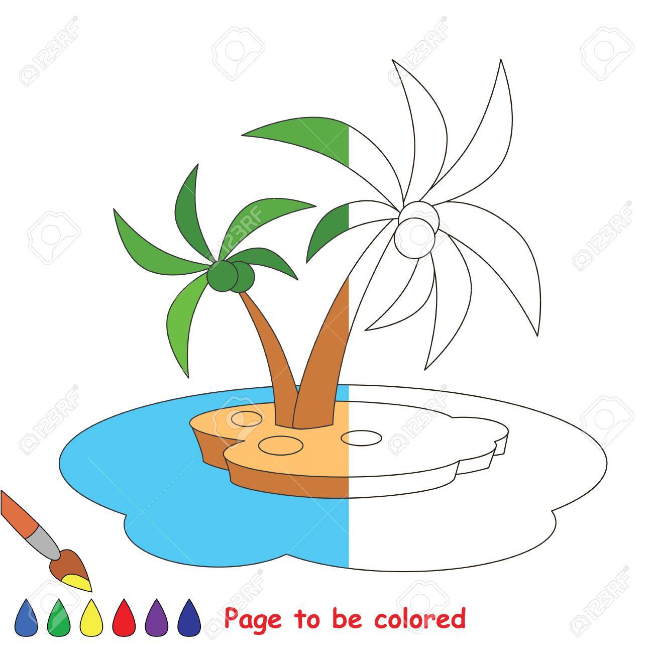 Island to be colored the coloring book to educate preschool kids with easy kid educational gaming and primary education of simple game level color the colorless halp by sample half royalty free