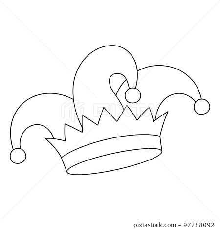 Mardi gras jester hat isolated coloring page